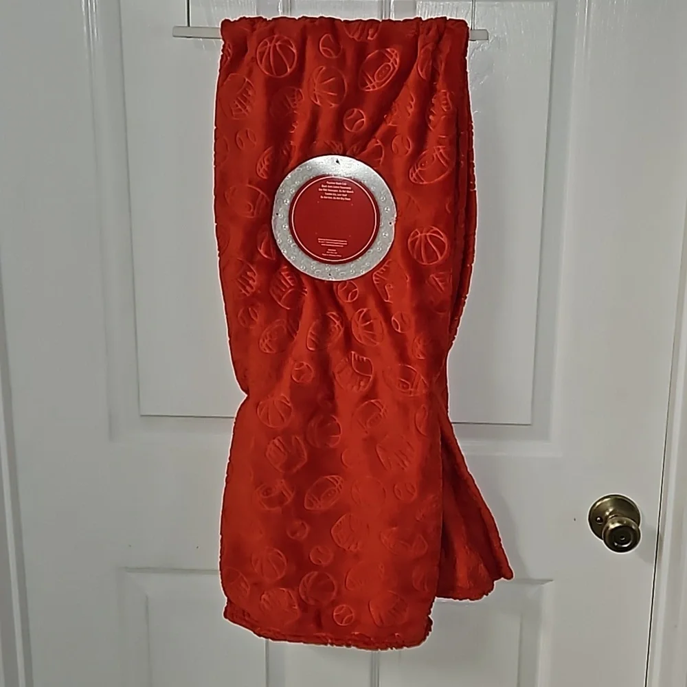 Luxe Orange Red Sports Plush Throw Basketball Baseball Football Tennis 50